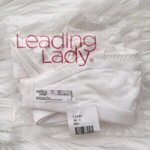 New in Bag - Leading Lady #600 Cotton No Wire Bra White, 38C 100% Cotton